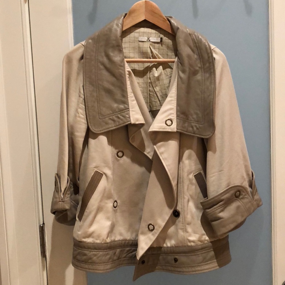 Mike & Chris leather trim cropped bomber jacket